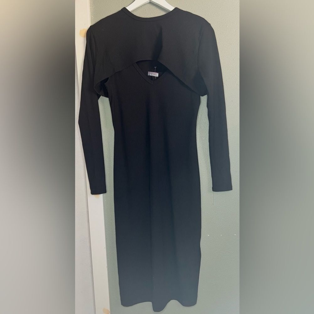 FP Movement Free People Black Tank Dress w/ Shrug Medium